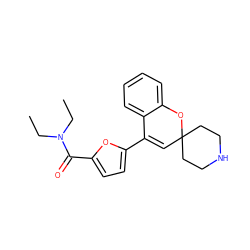 CCN(CC)C(=O)c1ccc(C2=CC3(CCNCC3)Oc3ccccc32)o1 ZINC000043020249