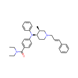 CCN(CC)C(=O)c1ccc(N(c2ccccc2)[C@@H]2CCN(C/C=C/c3ccccc3)C[C@@H]2C)cc1 ZINC000013862310