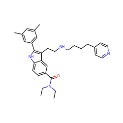 CCN(CC)C(=O)c1ccc2[nH]c(-c3cc(C)cc(C)c3)c(CCNCCCCc3ccncc3)c2c1 ZINC000029465462