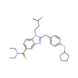 CCN(CC)C(=O)c1ccc2c(c1)nc(Cc1ccc(OC3CCCC3)cc1)n2CCC(C)C ZINC000040845592