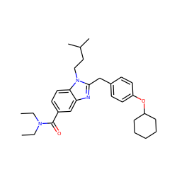 CCN(CC)C(=O)c1ccc2c(c1)nc(Cc1ccc(OC3CCCCC3)cc1)n2CCC(C)C ZINC000040379630