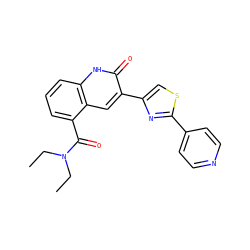 CCN(CC)C(=O)c1cccc2[nH]c(=O)c(-c3csc(-c4ccncc4)n3)cc12 ZINC000014974714