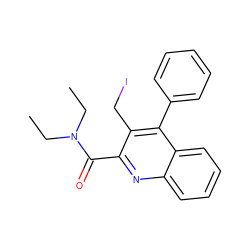 CCN(CC)C(=O)c1nc2ccccc2c(-c2ccccc2)c1CI ZINC000045384129