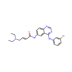 CCN(CC)C/C=C/C(=O)Nc1ccc2ncnc(Nc3cccc(Br)c3)c2c1 ZINC000013863669