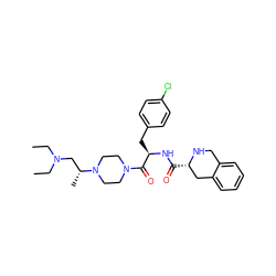 CCN(CC)C[C@@H](C)N1CCN(C(=O)[C@@H](Cc2ccc(Cl)cc2)NC(=O)[C@H]2Cc3ccccc3CN2)CC1 ZINC000036284774