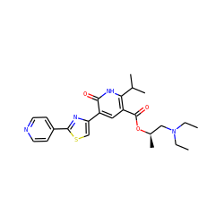 CCN(CC)C[C@@H](C)OC(=O)c1cc(-c2csc(-c3ccncc3)n2)c(=O)[nH]c1C(C)C ZINC000038909104