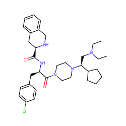 CCN(CC)C[C@@H](C1CCCC1)N1CCN(C(=O)[C@@H](Cc2ccc(Cl)cc2)NC(=O)[C@H]2Cc3ccccc3CN2)CC1 ZINC000036284756