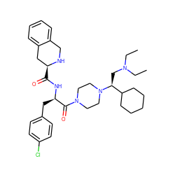 CCN(CC)C[C@@H](C1CCCCC1)N1CCN(C(=O)[C@@H](Cc2ccc(Cl)cc2)NC(=O)[C@H]2Cc3ccccc3CN2)CC1 ZINC000036284765