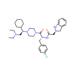 CCN(CC)C[C@@H](C1CCCCC1)N1CCN(C(=O)[C@@H](Cc2ccc(Cl)cc2)NC(=O)C[C@@H]2Cc3ccccc3N2)CC1 ZINC000036285005