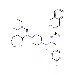 CCN(CC)C[C@@H](C1CCCCCC1)N1CCN(C(=O)[C@@H](Cc2ccc(Cl)cc2)NC(=O)[C@H]2Cc3ccccc3CN2)CC1 ZINC000036285031