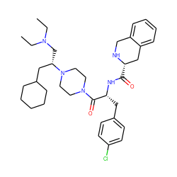 CCN(CC)C[C@@H](CC1CCCCC1)N1CCN(C(=O)[C@@H](Cc2ccc(Cl)cc2)NC(=O)[C@H]2Cc3ccccc3CN2)CC1 ZINC000036284980