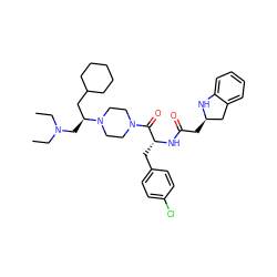 CCN(CC)C[C@@H](CC1CCCCC1)N1CCN(C(=O)[C@@H](Cc2ccc(Cl)cc2)NC(=O)C[C@@H]2Cc3ccccc3N2)CC1 ZINC000036284989