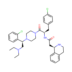 CCN(CC)C[C@@H](c1ccccc1Cl)N1CCN(C(=O)[C@@H](Cc2ccc(Cl)cc2)NC(=O)C[C@H]2NCCc3ccccc32)CC1 ZINC000049937629