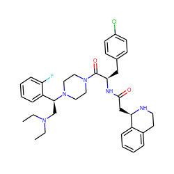 CCN(CC)C[C@@H](c1ccccc1F)N1CCN(C(=O)[C@@H](Cc2ccc(Cl)cc2)NC(=O)C[C@H]2NCCc3ccccc32)CC1 ZINC000036284713