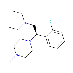 CCN(CC)C[C@@H](c1ccccc1F)N1CCN(C)CC1 ZINC000028528177