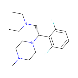 CCN(CC)C[C@H](c1c(F)cccc1F)N1CCN(C)CC1 ZINC000028528841