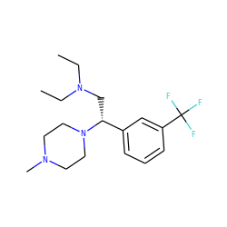 CCN(CC)C[C@H](c1cccc(C(F)(F)F)c1)N1CCN(C)CC1 ZINC000028526835