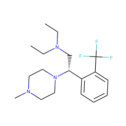 CCN(CC)C[C@H](c1ccccc1C(F)(F)F)N1CCN(C)CC1 ZINC000028526829