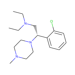 CCN(CC)C[C@H](c1ccccc1Cl)N1CCN(C)CC1 ZINC000028528095