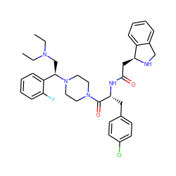 CCN(CC)C[C@H](c1ccccc1F)N1CCN(C(=O)[C@@H](Cc2ccc(Cl)cc2)NC(=O)C[C@@H]2NCc3ccccc32)CC1 ZINC000022452801