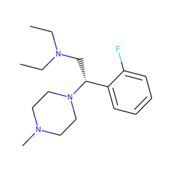 CCN(CC)C[C@H](c1ccccc1F)N1CCN(C)CC1 ZINC000028527614