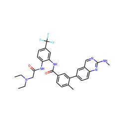 CCN(CC)CC(=O)Nc1ccc(C(F)(F)F)cc1NC(=O)c1ccc(C)c(-c2ccc3nc(NC)ncc3c2)c1 ZINC000016052295