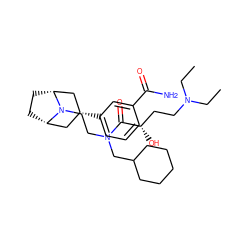 CCN(CC)CC[C@H](O)C(=O)N(CCN1[C@H]2CC[C@@H]1C[C@H](c1cccc(C(N)=O)c1)C2)CC1CCCCC1 ZINC000168087100