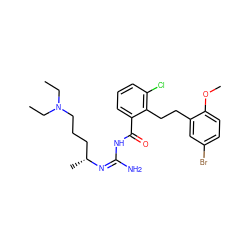 CCN(CC)CCC[C@@H](C)/N=C(/N)NC(=O)c1cccc(Cl)c1CCc1cc(Br)ccc1OC ZINC000036284539