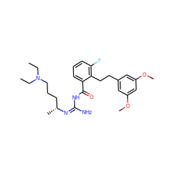 CCN(CC)CCC[C@@H](C)/N=C(/N)NC(=O)c1cccc(F)c1CCc1cc(OC)cc(OC)c1 ZINC000036284664