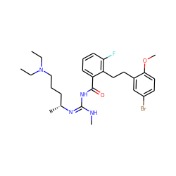 CCN(CC)CCC[C@@H](C)/N=C(/NC)NC(=O)c1cccc(F)c1CCc1cc(Br)ccc1OC ZINC000036284602