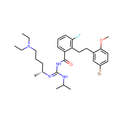 CCN(CC)CCC[C@@H](C)/N=C(\NC(=O)c1cccc(F)c1CCc1cc(Br)ccc1OC)NC(C)C ZINC000036284581