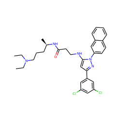 CCN(CC)CCC[C@@H](C)NC(=O)CCNc1cc(-c2cc(Cl)cc(Cl)c2)nn1-c1ccc2ccccc2c1 ZINC000028887313