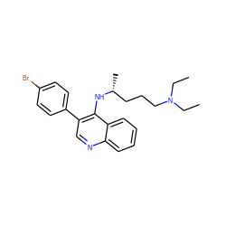 CCN(CC)CCC[C@@H](C)Nc1c(-c2ccc(Br)cc2)cnc2ccccc12 ZINC000045202275