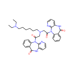 CCN(CC)CCCCCCN(CC(=O)N1c2ccccc2C(=O)Nc2cccnc21)CC(=O)N1c2ccccc2C(=O)Nc2cccnc21 ZINC000027076923