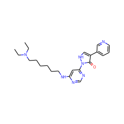 CCN(CC)CCCCCCNc1cc(-n2[nH]cc(-c3cccnc3)c2=O)ncn1 ZINC000096172352