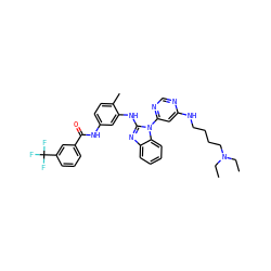 CCN(CC)CCCCNc1cc(-n2c(Nc3cc(NC(=O)c4cccc(C(F)(F)F)c4)ccc3C)nc3ccccc32)ncn1 ZINC000049925467