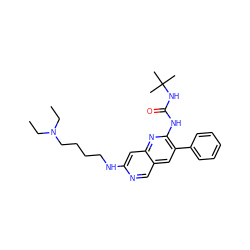 CCN(CC)CCCCNc1cc2nc(NC(=O)NC(C)(C)C)c(-c3ccccc3)cc2cn1 ZINC000013647851