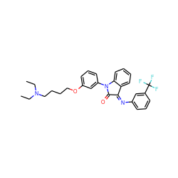 CCN(CC)CCCCOc1cccc(N2C(=O)/C(=N/c3cccc(C(F)(F)F)c3)c3ccccc32)c1 ZINC000036185075