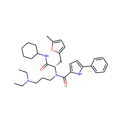 CCN(CC)CCCN(C(=O)c1ccc(-c2ccccc2)[nH]1)[C@@H](Cc1ccc(C)o1)C(=O)NC1CCCCC1 ZINC000013581712