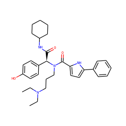 CCN(CC)CCCN(C(=O)c1ccc(-c2ccccc2)[nH]1)[C@H](C(=O)NC1CCCCC1)c1ccc(O)cc1 ZINC000006511212