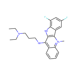 CCN(CC)CCCNc1c2ccccc2[n+](C)c2c1[nH]c1c(F)cc(F)cc12 ZINC000040422398