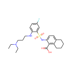 CCN(CC)CCCNc1ccc(F)cc1S(=O)(=O)Nc1ccc2c(c1C(=O)O)CCCC2 ZINC000014964570