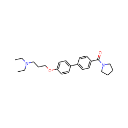 CCN(CC)CCCOc1ccc(-c2ccc(C(=O)N3CCCC3)cc2)cc1 ZINC000013488928