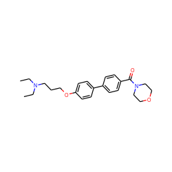 CCN(CC)CCCOc1ccc(-c2ccc(C(=O)N3CCOCC3)cc2)cc1 ZINC000013488917