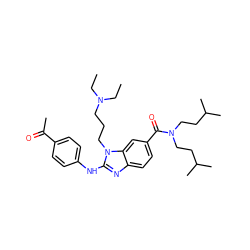 CCN(CC)CCCn1c(Nc2ccc(C(C)=O)cc2)nc2ccc(C(=O)N(CCC(C)C)CCC(C)C)cc21 ZINC000028823376