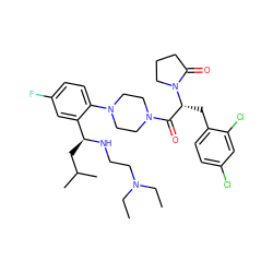 CCN(CC)CCN[C@@H](CC(C)C)c1cc(F)ccc1N1CCN(C(=O)[C@@H](Cc2ccc(Cl)cc2Cl)N2CCCC2=O)CC1 ZINC000028823904