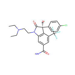 CCN(CC)CCN1C(=O)[C@@](O)(c2ccc(Cl)cc2)c2c1cc(C(N)=O)cc2C(F)(F)F ZINC000028331695