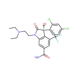 CCN(CC)CCN1C(=O)[C@@](O)(c2ccc(Cl)cc2Cl)c2c1cc(C(N)=O)cc2C(F)(F)F ZINC000013915652