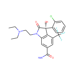 CCN(CC)CCN1C(=O)[C@@](O)(c2ccccc2Cl)c2c1cc(C(N)=O)cc2C(F)(F)F ZINC000003973476