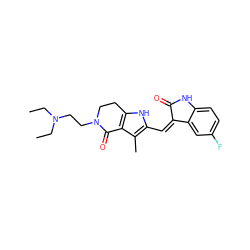 CCN(CC)CCN1CCc2[nH]c(/C=C3\C(=O)Nc4ccc(F)cc43)c(C)c2C1=O ZINC000064453767